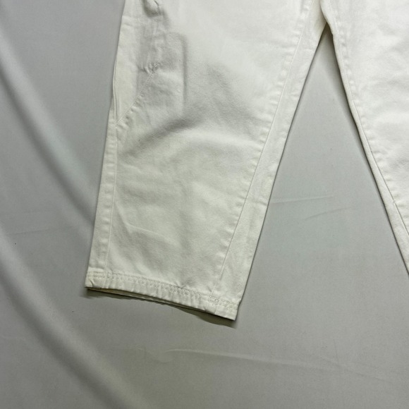 Zara The Cropped Barrel Jeans Womens 12 44/25 White Relaxed Wide Leg Mid Rise - Picture 3 of 16